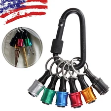 7Pcs 1/4" Hex Shank Quick Release Keychain Screwdriver Drill Bit Holder Bits Set