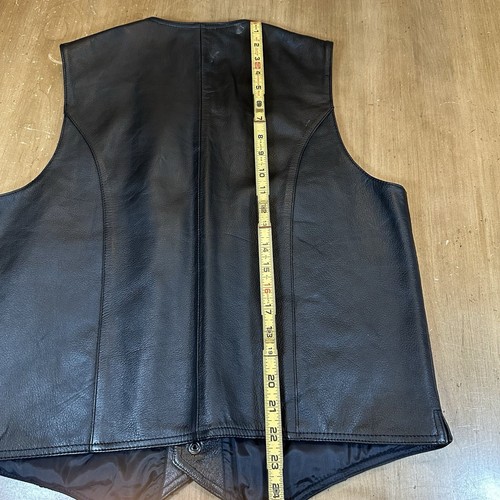 Wilson’s Men Medium Motorcycle Vest Black Leather Snap Multi-Pocket Biker Retro - Picture 10 of 11