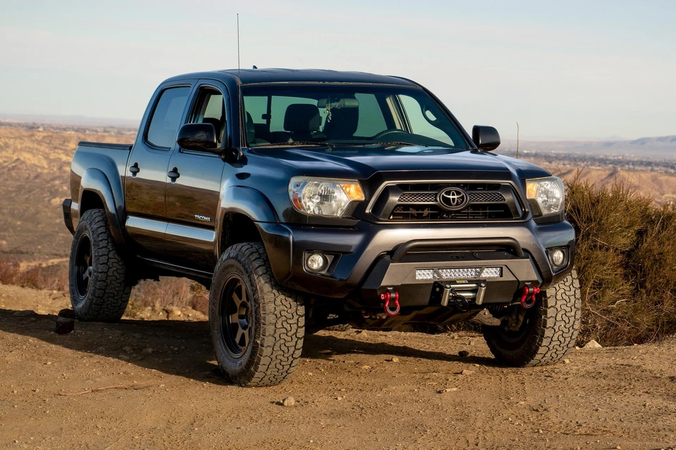 For Toyota Tacoma 12-15 Bumper Hiline Stubby Black Powder Coated Front Winch HD Foto 2 de 4