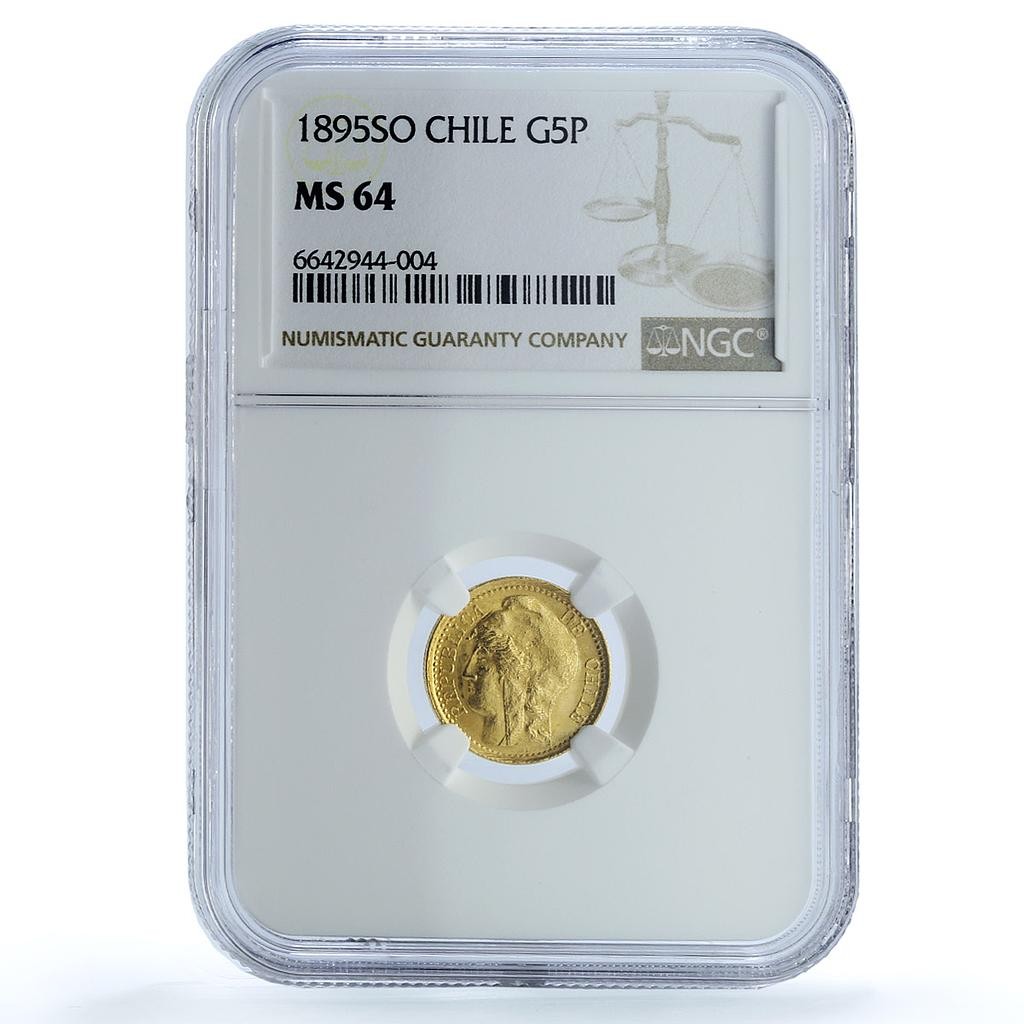 Chile 5 pesos Republic KM-153 MS 64 NGC gold coin 1895 | eBay