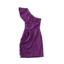 Halston Heritage Dress Womens 0 Purple One Shoulder Cocktail Mini Bodycon Hoco