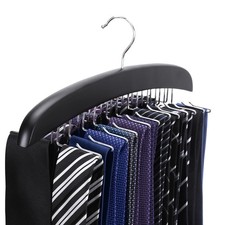 Wooden Tie Hanger,24 Tie Organizer Rack Hanger Holder Hook Black, 24 Hooks