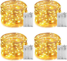 Battery Fairy Lights, 4 Pack 10M 100 LED Battery Operated String Lights Copper W
