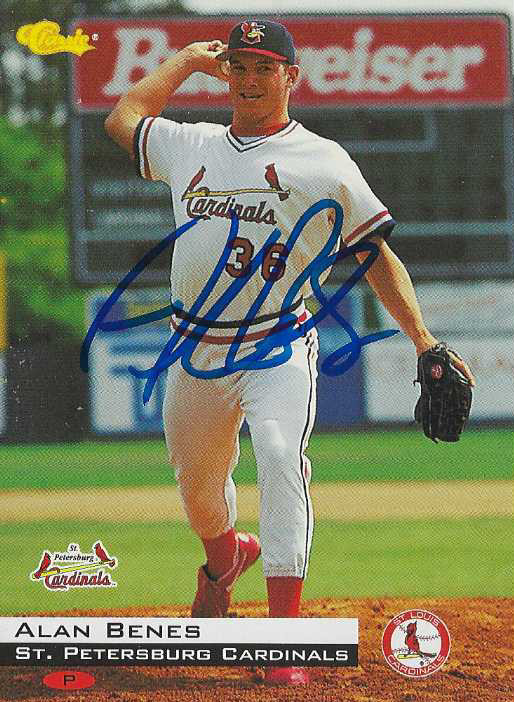 Alan Benes St. Petersburg Cardinals  Personally Autographed Card