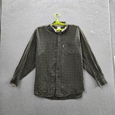 Woolrich Men Button Up Shirt XL Olive Plaid Flannel Shirt Long Sleeve