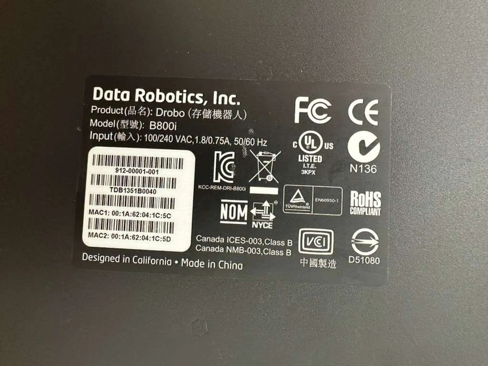 Drobo B800i iSCSI SAN Storage Array 3.5" 8-Bay No Hard Drives, Tested - Image 2 of 4