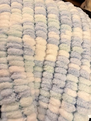 Beautiful New Large Baby Pompom Blanket 100% Acrylic Handmade Aqua - Image 1 of 4