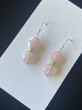 Strawberry Quartz Earrings 10mm Faceted Coin Gemstone 925 Sterling Silver 1.50”