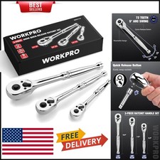 Quick Release 3-Piece Ratchet Set with Ergonomic Grip - 72-Tooth Precision Tools