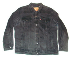 Levi's Red Tab Stretch Denim Trucker Jacket in Black Fade to Grey Size XL