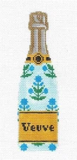 SP.ORDER ~ "Veuve" Champagne Bottle Blue Flowers Needlepoint Canvas C'ate La Vie