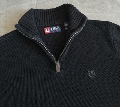 100%ORIG CHAPS POLO RALPH LAUREN STRICK HALF ZIP PULLOVER GR.S SCHWARZ TROYER