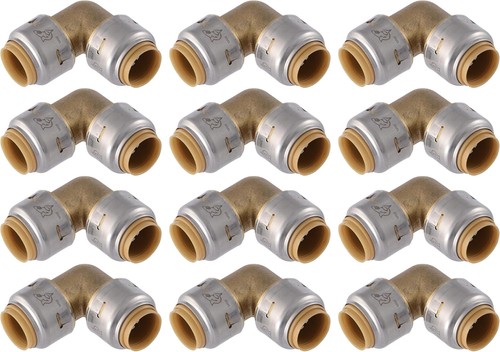 12 pck SharkBite 1/2 Inch 90 Degree Elbow,Push to Connect Brass Plumbing Fitting