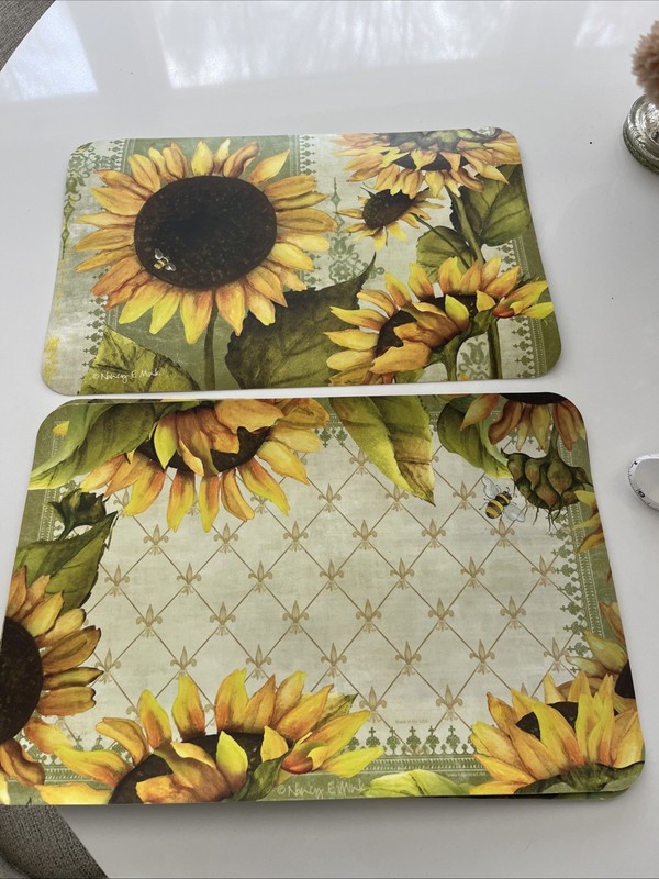 Nancy E. Mink Sunflower Plastic 2-sided Placemats 