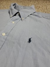 Vintage Ralph Lauren Shirt Mens Large Blue Gingham Blake LS Button Down Pony