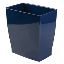 InterDesign Mono Plastic Wastebasket Trash Can - Rectangular, 11L, Navy 