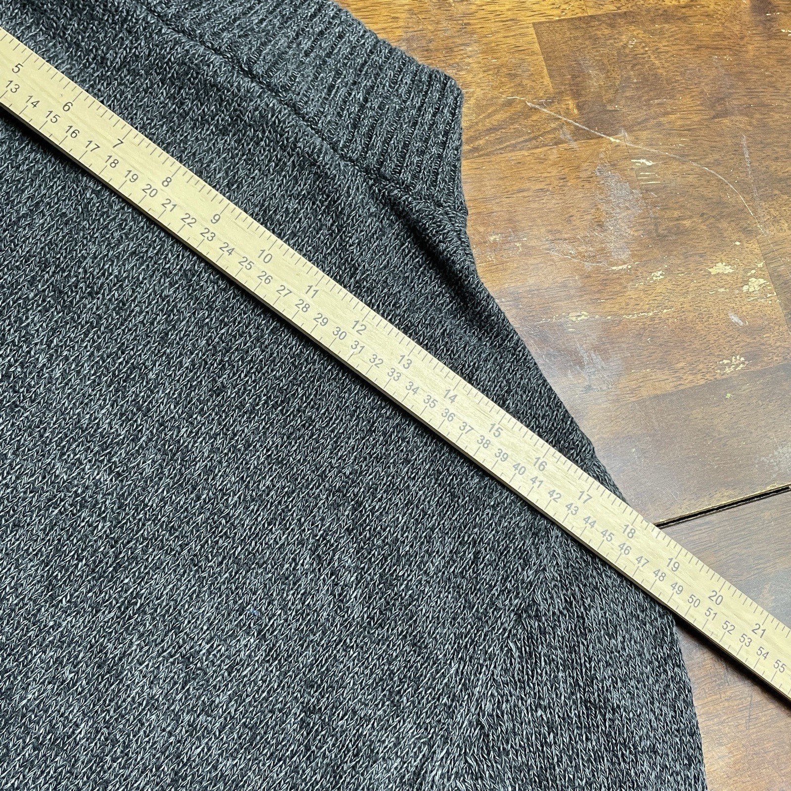 Chaps Sweater 1/4 Button Up Elbow Patch Gray Knit… - image 6