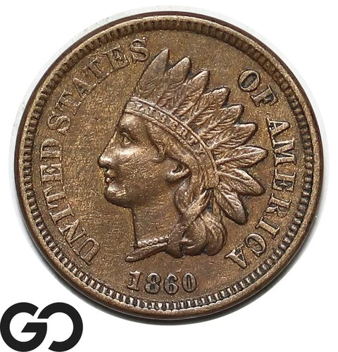 1860 Indian Head Cent Penny Choice AU++ Tougher Date