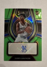 2021-22 Panini Select - Rookie Signatures Jaden Springer Neon Green Prizm /99