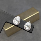PAJ 925 Sterling Silver 1.25 Ct CZ Stud Earrings, Halo, Pear, Precision Cut — photo 8