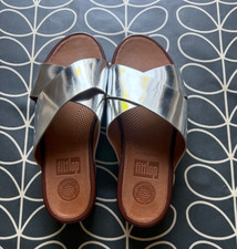 Image of ladies fit flop cross slide sandals silver/mirror size 5 new without box