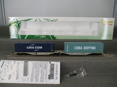 MEHANO Spur H0 55525 Doppelcontainer Car ''CMA CGM , China Shipping'' in OVP