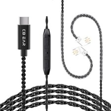 2PIN-C USB C IEM Cable,Upgraded in Ear Monitor Cable for KZ ZS10 QDC, Black