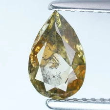 1.01Ct Rare 100% Natural No Treated I-2 Pear Fancy Greenish Yellow Diamond