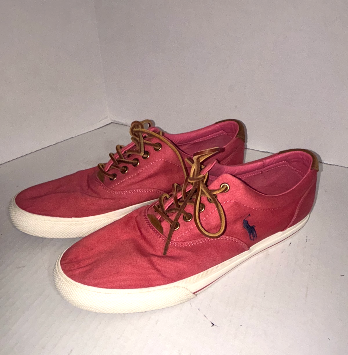 Scarpe da tennis Polo Ralph Lauren uomo 12 Vaughn corallo rosa marrone pony sneakers