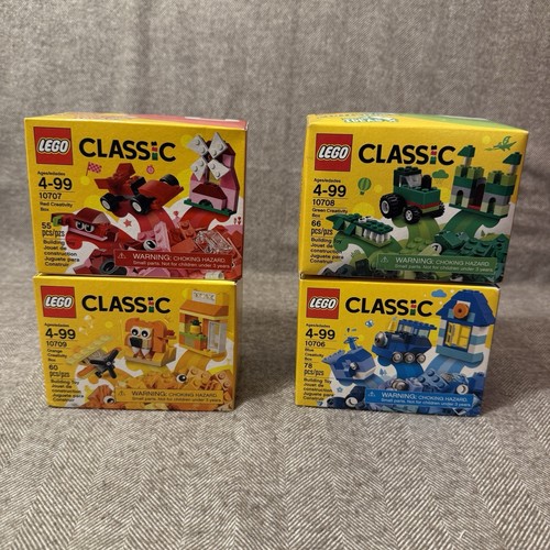 New! Set of 4 LEGO Classic Creativity Box in Red, Green, Orange, & Blue