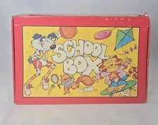 Vintage 1980 Cardboard School Box General Box Co. Co Retro Cute Animals