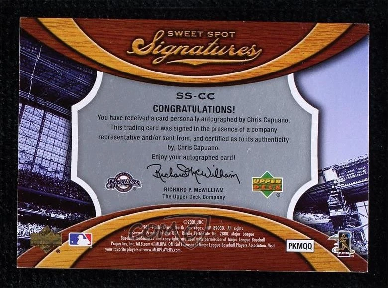 Tinta de costura dorada Sweet Spot Signatures Ball 2007/99 Chris Capuano #SS-CC automática Foto 2 de 2