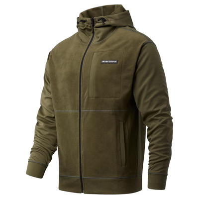 NEW BALANCE SPORT STYLE MICRO FLEECE JACKE GRÜN RELAXED FIT FULL ZIP HERREN KAPUZE