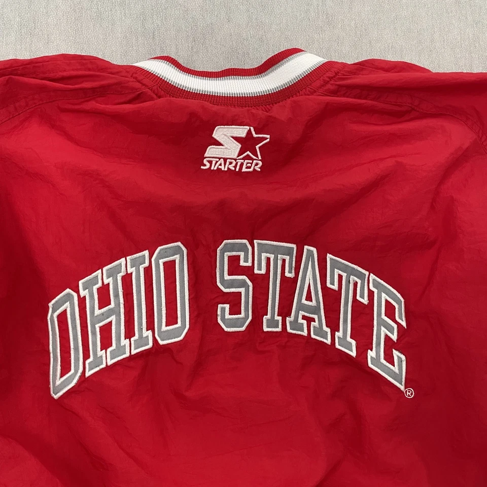 Jaqueta vintage Ohio State Buckeyes infantil pequena vermelha iniciante corta-vento meninos P - Imagem 4 de 4