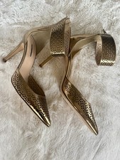 NWOT J. Crew Collection Metallic Gold All-Leather Heels 7 395