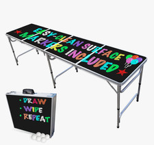 8-Foot Black Dry Erase Beer Pong Table W/Erasable Markers  Pong Balls