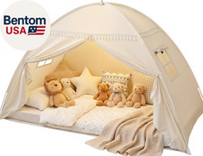 Twin Bed Tent for Kids Indoor, Toddler Bed Canopy with Star Lights  Flags, Twin