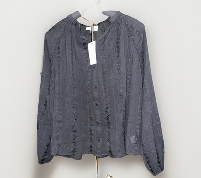 Universal Thread Women's Button Up Blouse Long Sleeves Black Size Large