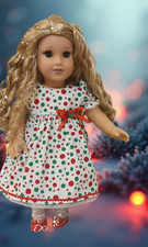 18 inch doll dress handmade polka dots Christmas colors new on sale$