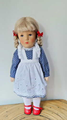 Kathe Kruse 14" Blonde Braids Girl Doll Blue Eyes