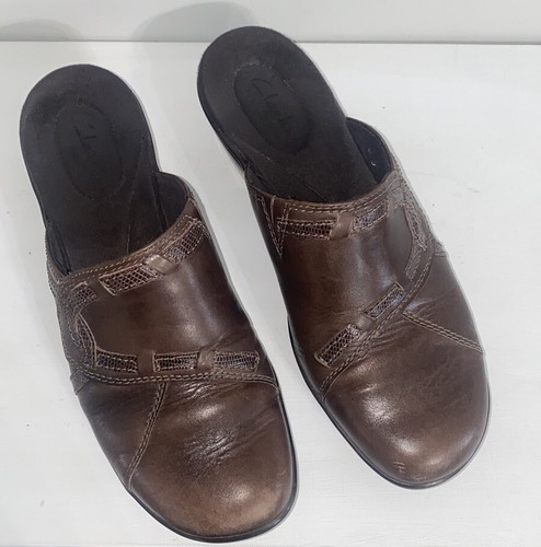 clarks bareable mules brown leather womens 7 - 第 1/6 張圖片