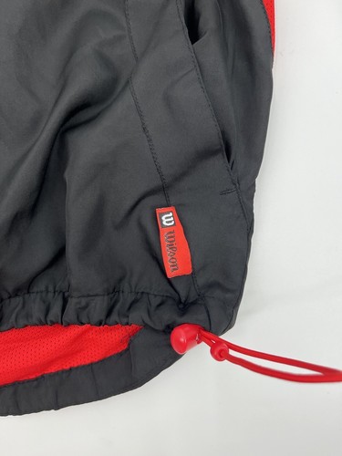 Vintage Wilson Full Zip Windbreaker Jacket Womens Size M Removable Sleeves Black - Picture 4 of 9