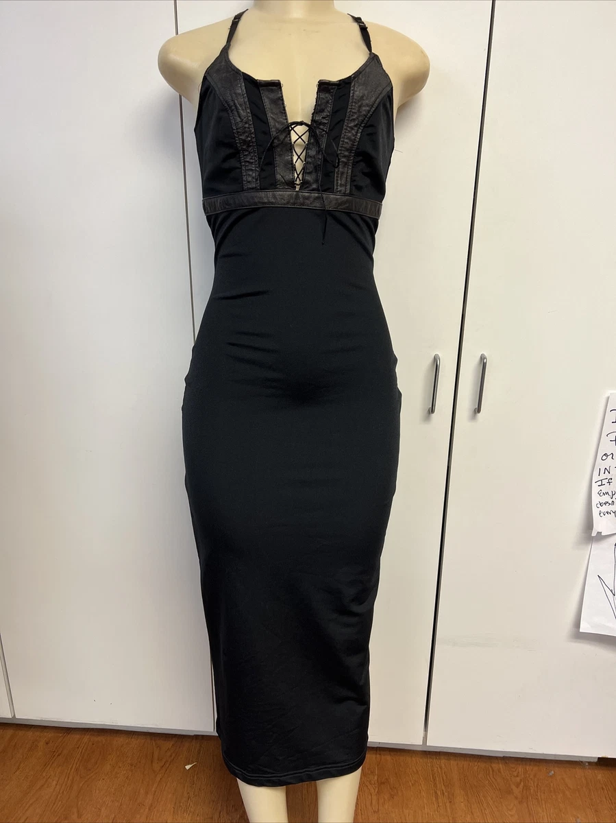 MONAMEL LOS ANGELES Black Spaghetti Strap Designer Dress Sz M
