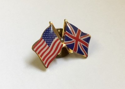 USA and UNITED KINGDOM Crossed Friendship Flag Lapel Pin **MADE IN USA**