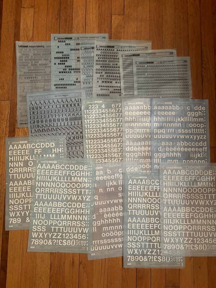 Vintage Letraset Presstype Dry transfer lettering Sheets Mixed Lot Black White eBay