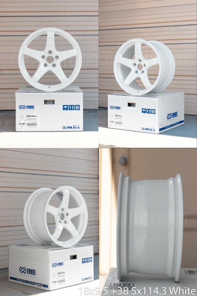 Enkei PF05 18x9.5 5x114.3 +38mm White Pearl Wheel Set of