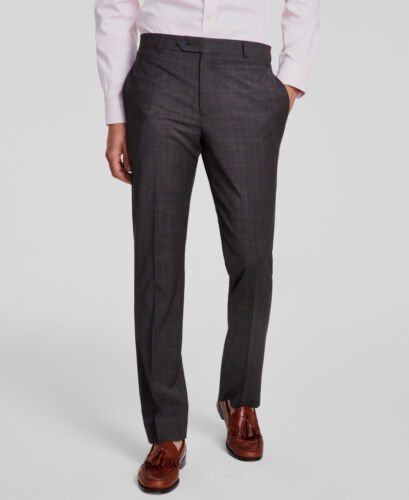 Brooks Brothers Men's Brown Classic-Fit Plaid Wool-Blend Suit Pant Size 34W 30L