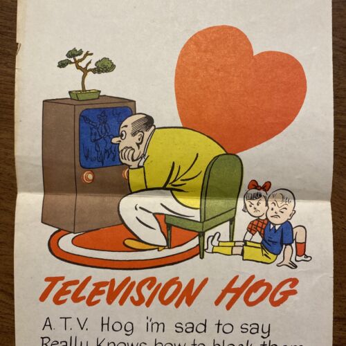 Vintage 1940s Valentines Day Card Television TV Hog Upset Kids Humor Funny USA - Picture 2 of 21