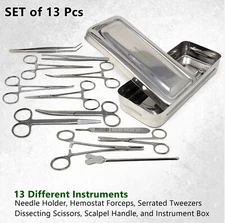 13x Military Field Minor Surgery Surgical Instruments Kit with Box-German Grade