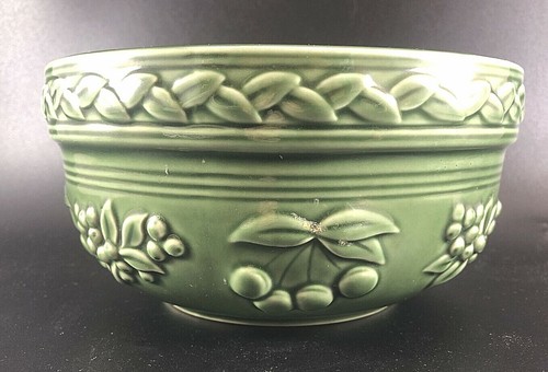 2000 Tender Heart Treasures POTTERY BAKING BOWL Green 3.5" Tall x 7" D - Picture 3 of 6